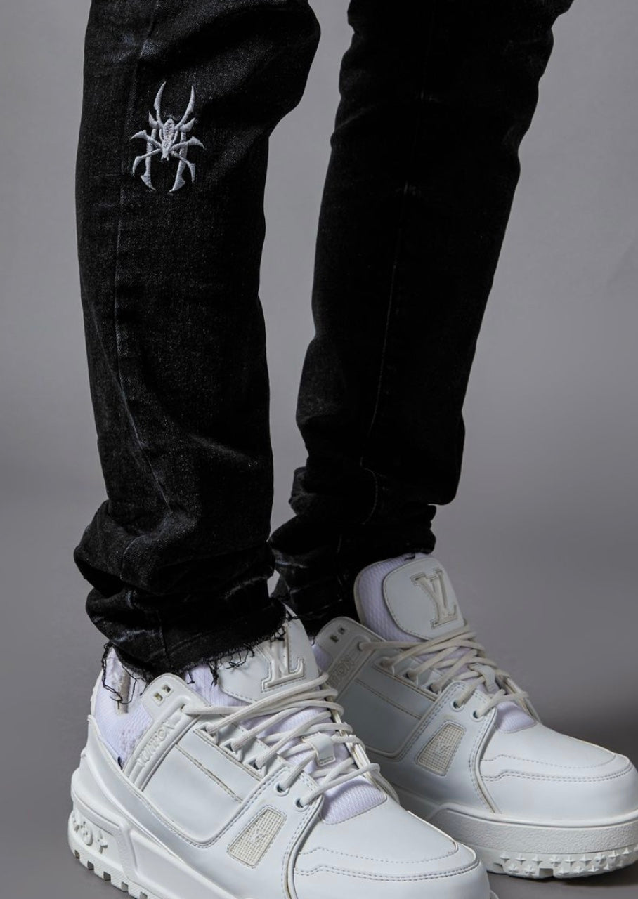PAIN Washed Black Skinny Denim