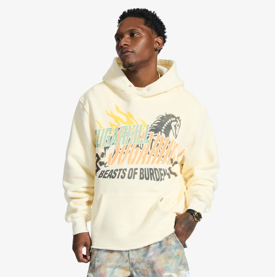 SUGARHILL “BEASTS OF BURDEN” RAW HEM HOODIE (CREAM)