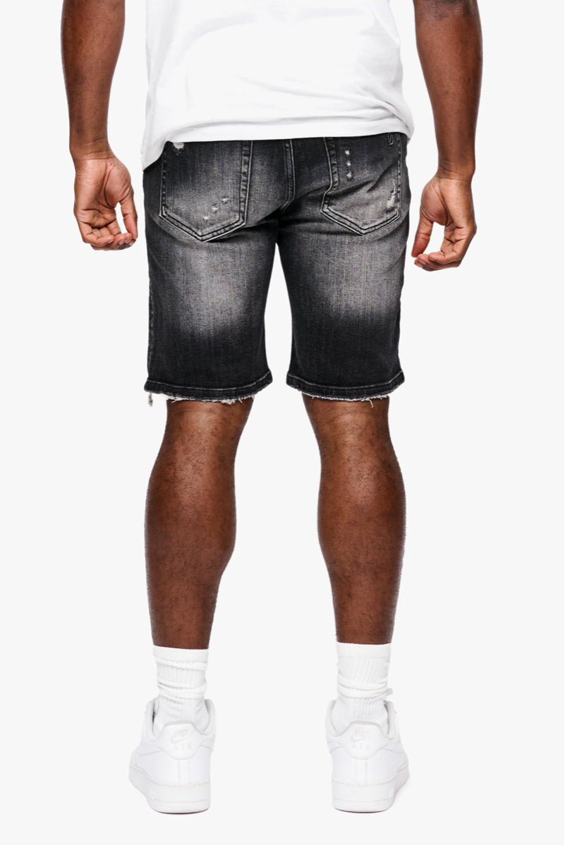 ANOM FEVER BLACK WASH DENIM SHORTS