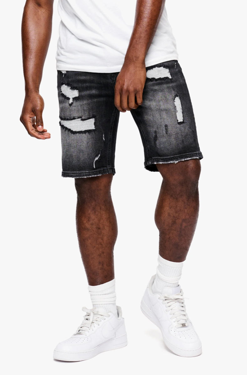 ANOM HORIZON BLACK WASH DENIM SHORTS