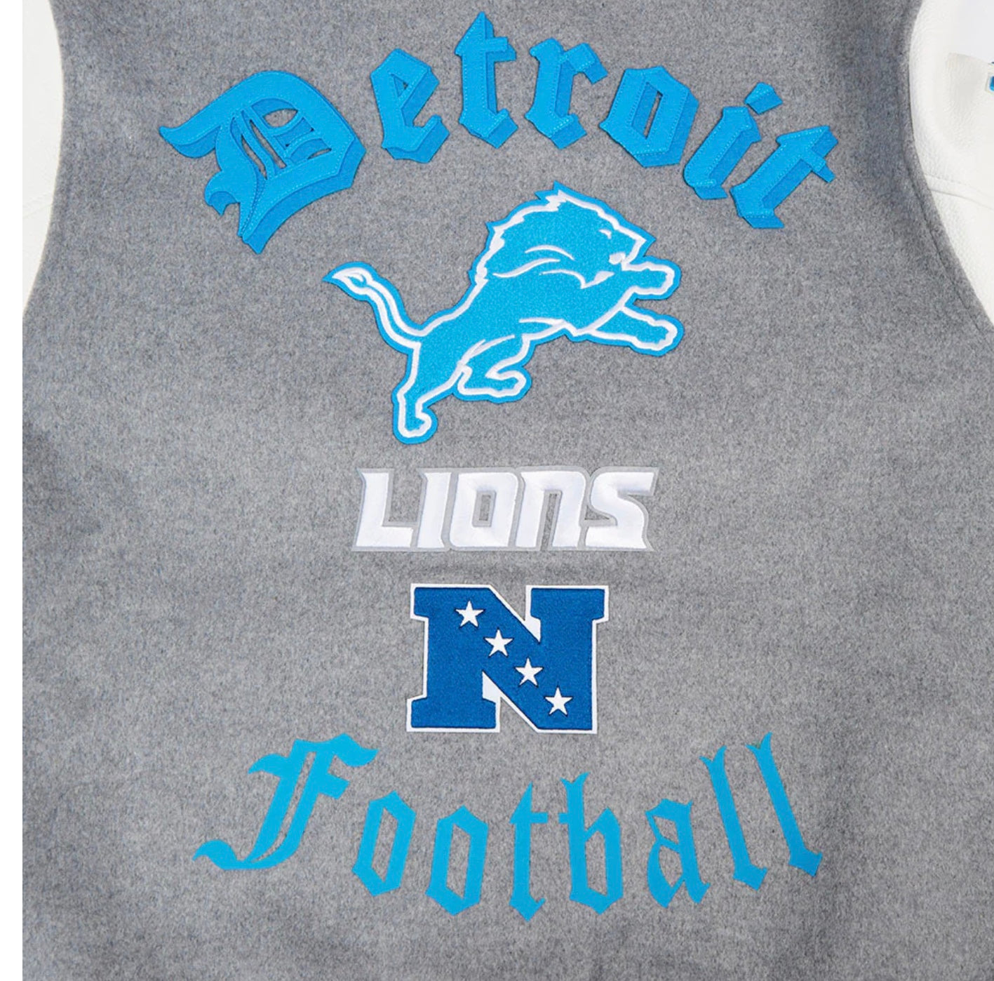PRO STANDARD NFL DETROIT LIONS OLD ENGLISH MEN'S VARSITY JACKET