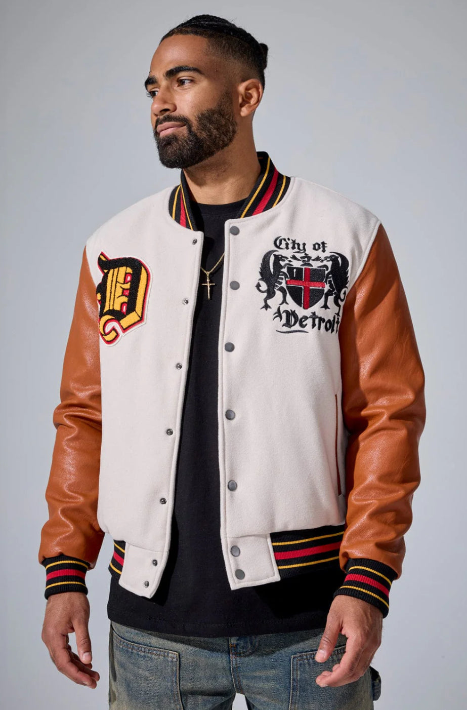 JORDAN CRAIG THE RENAISSANCE CITY VARSITY JACKET (CREAM)