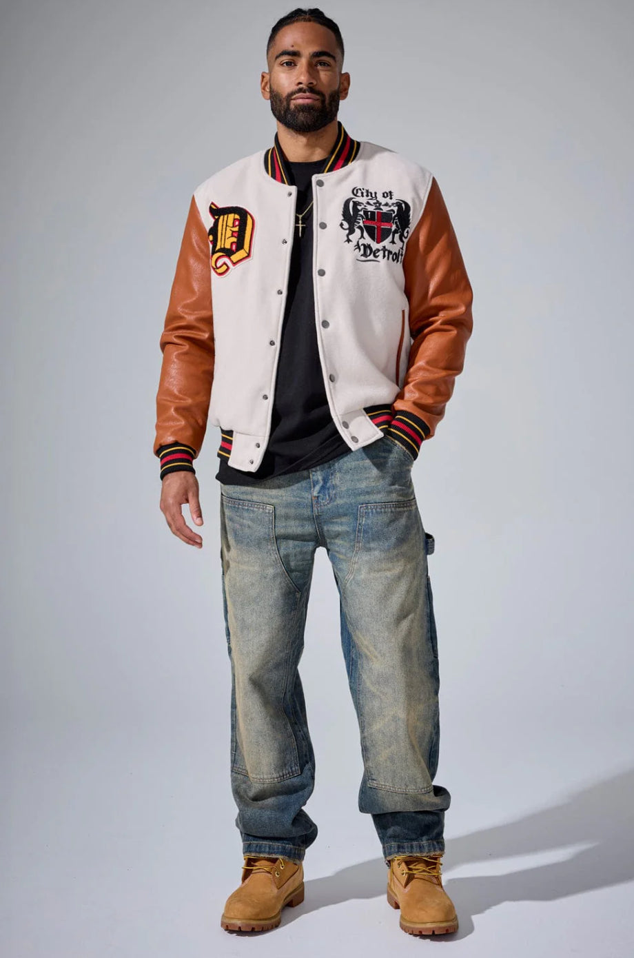 JORDAN CRAIG THE RENAISSANCE CITY VARSITY JACKET (CREAM)
