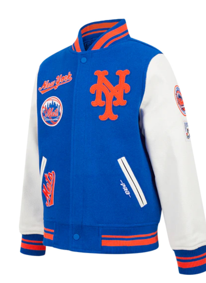 MLB NEW YORK METS RETRO CLASSIC BIG BOYS RIB WOOL VARSITY JACKET
