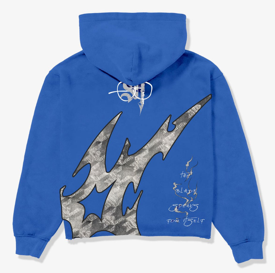 SUGARHILL “KATANA” RAW HEM ZIP HOODIE (BLUE)