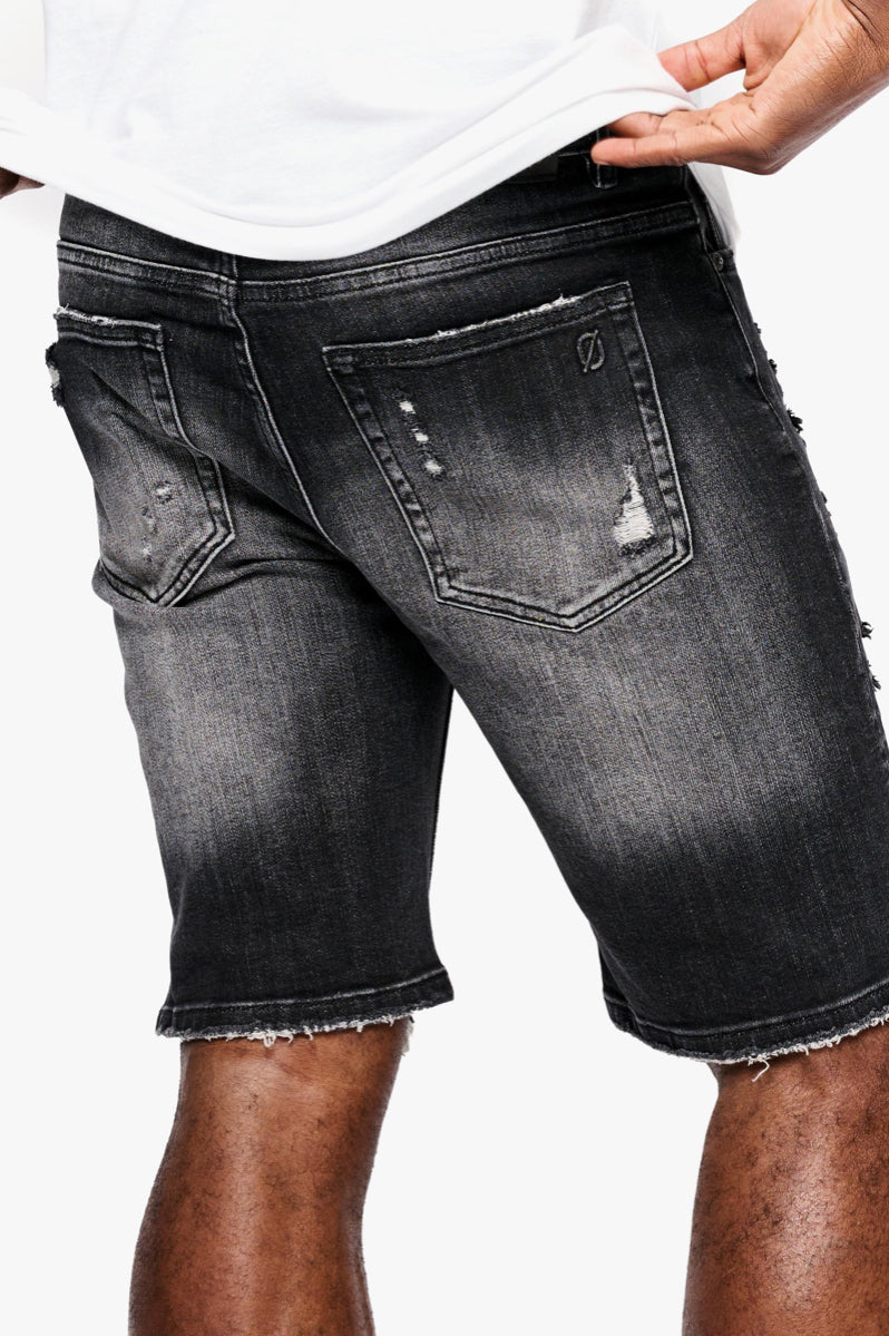 ANOM FEVER BLACK WASH DENIM SHORTS