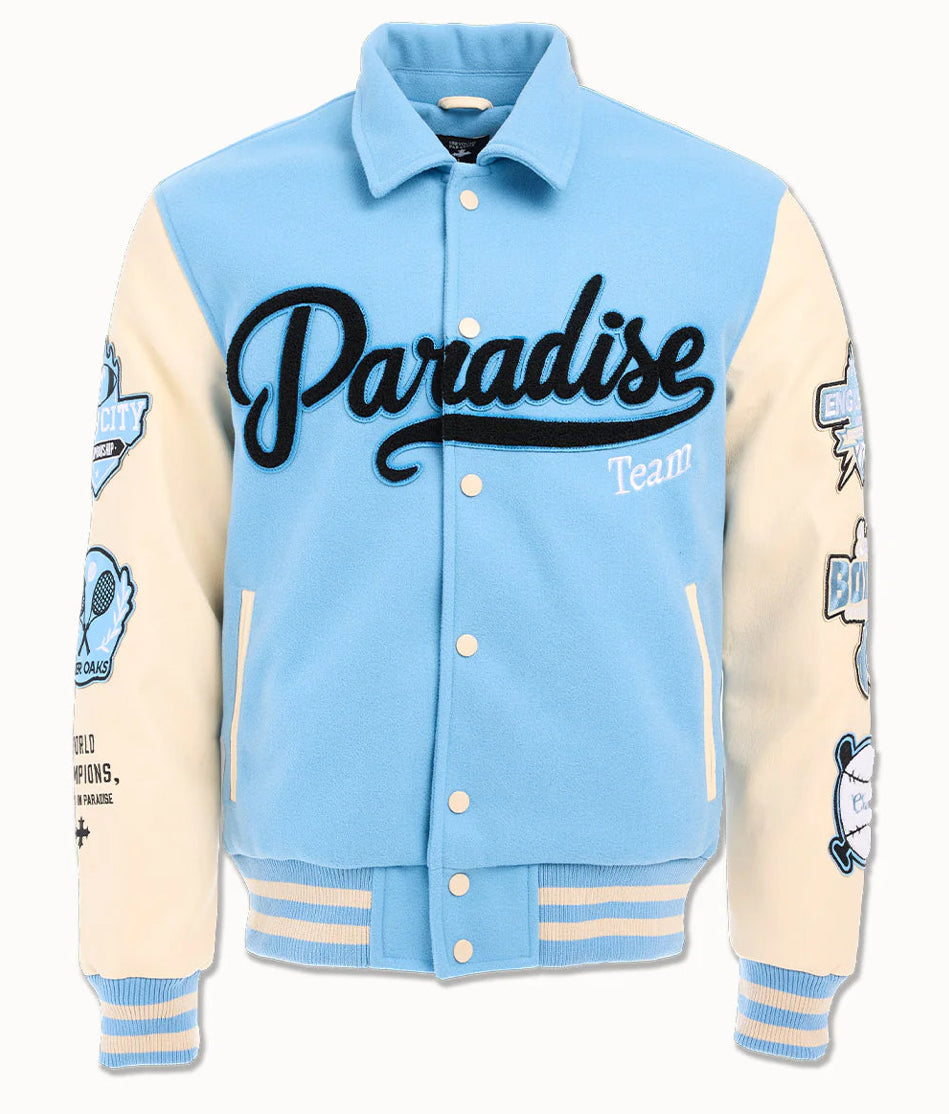 JORDAN CRAIG PARADISE TEAM VARSITY JACKET (SKY BLUE)