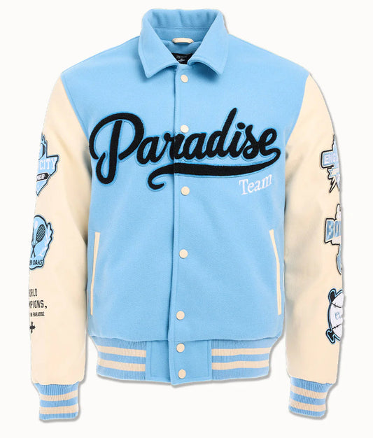 JORDAN CRAIG PARADISE TEAM VARSITY JACKET (SKY BLUE)