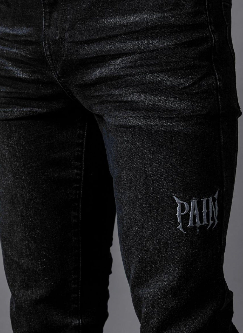 PAIN Washed Black Skinny Denim