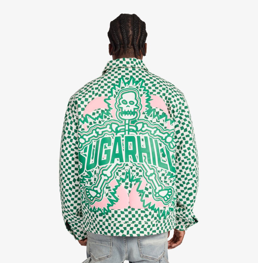 SUGARHILL "FLOATING" TRUCKER JACKET (GREEN/WHITE)