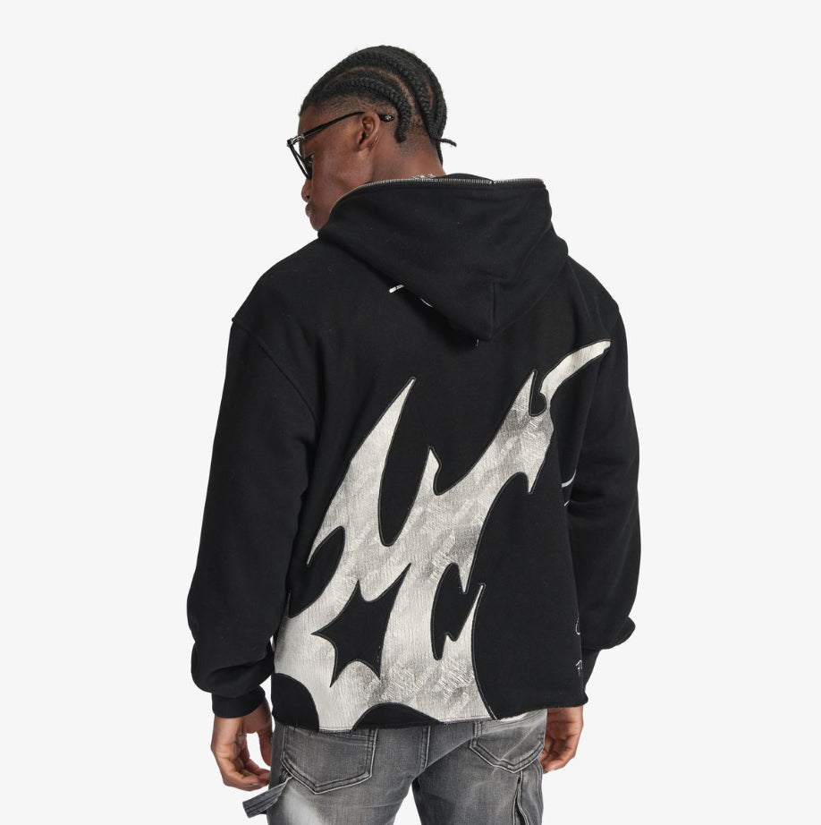 SUGARHILL “KATANA” RAW HEM ZIP HOODIE (BLACK)
