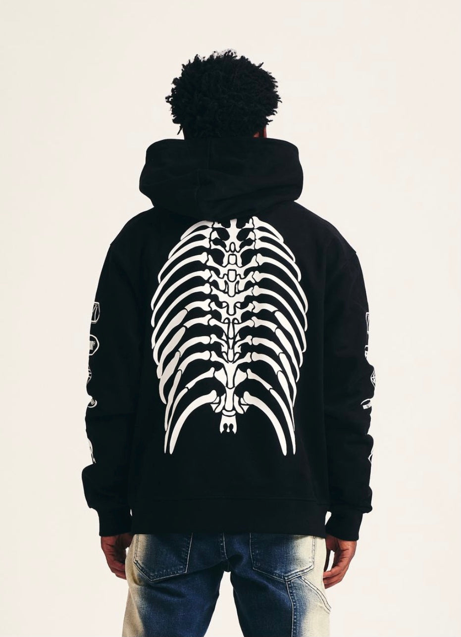 MEMORY LANE MASH UP HOODIE - VINTAGE BLACK