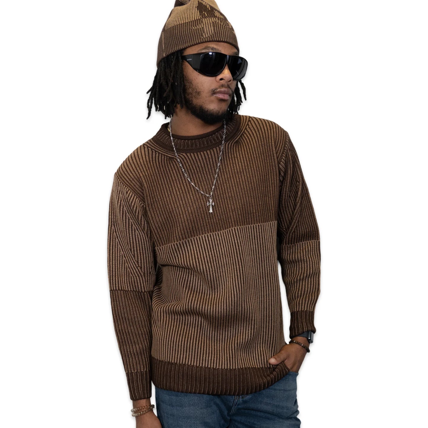 AL WISSAM “LEGACY” Knit Sweater-Chocolate