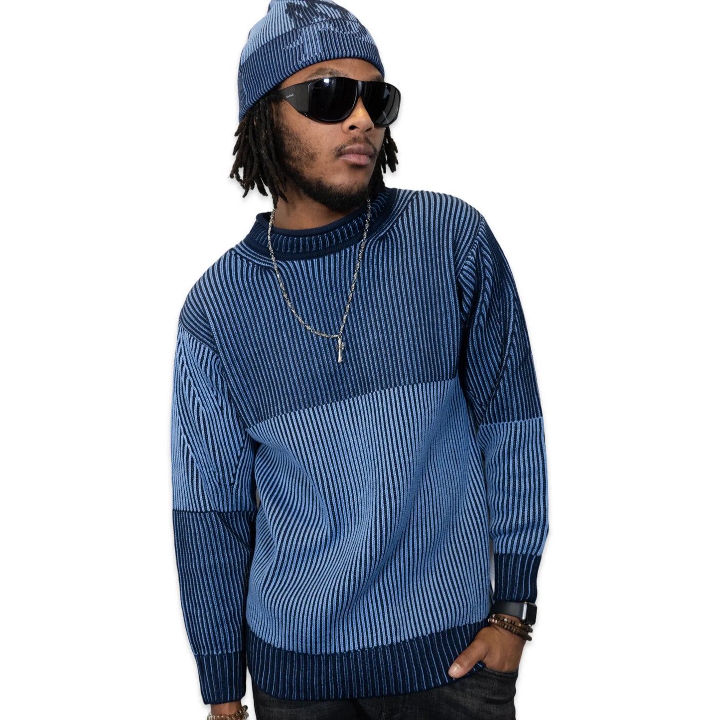 AL WISSAM “LEGACY” Knit Sweater-Navy