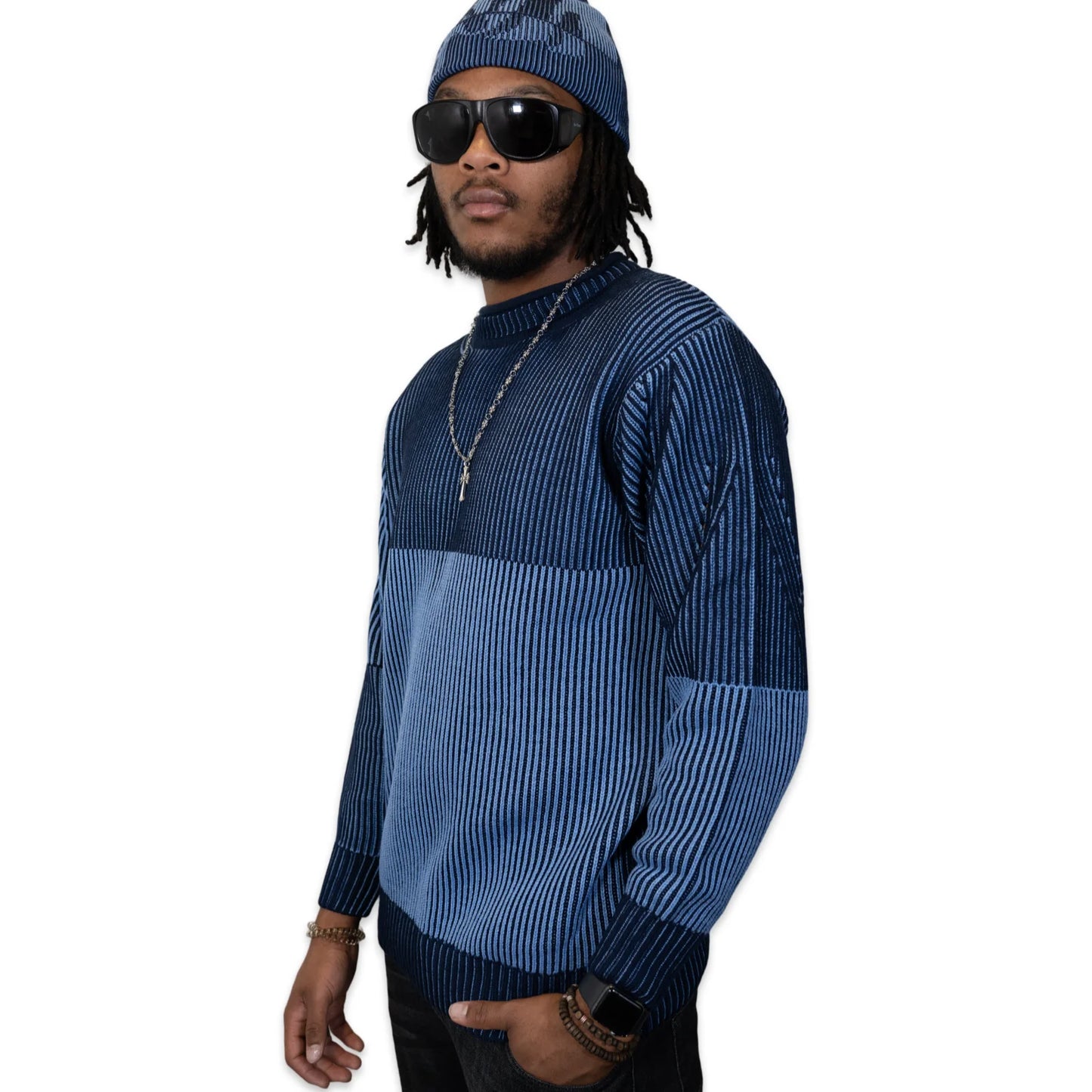 AL WISSAM “LEGACY” Knit Sweater-Navy