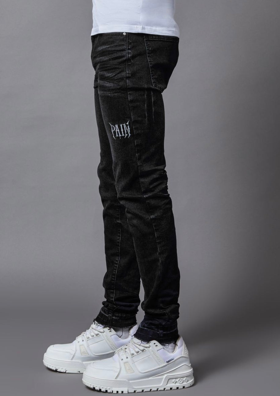 PAIN Washed Black Skinny Denim