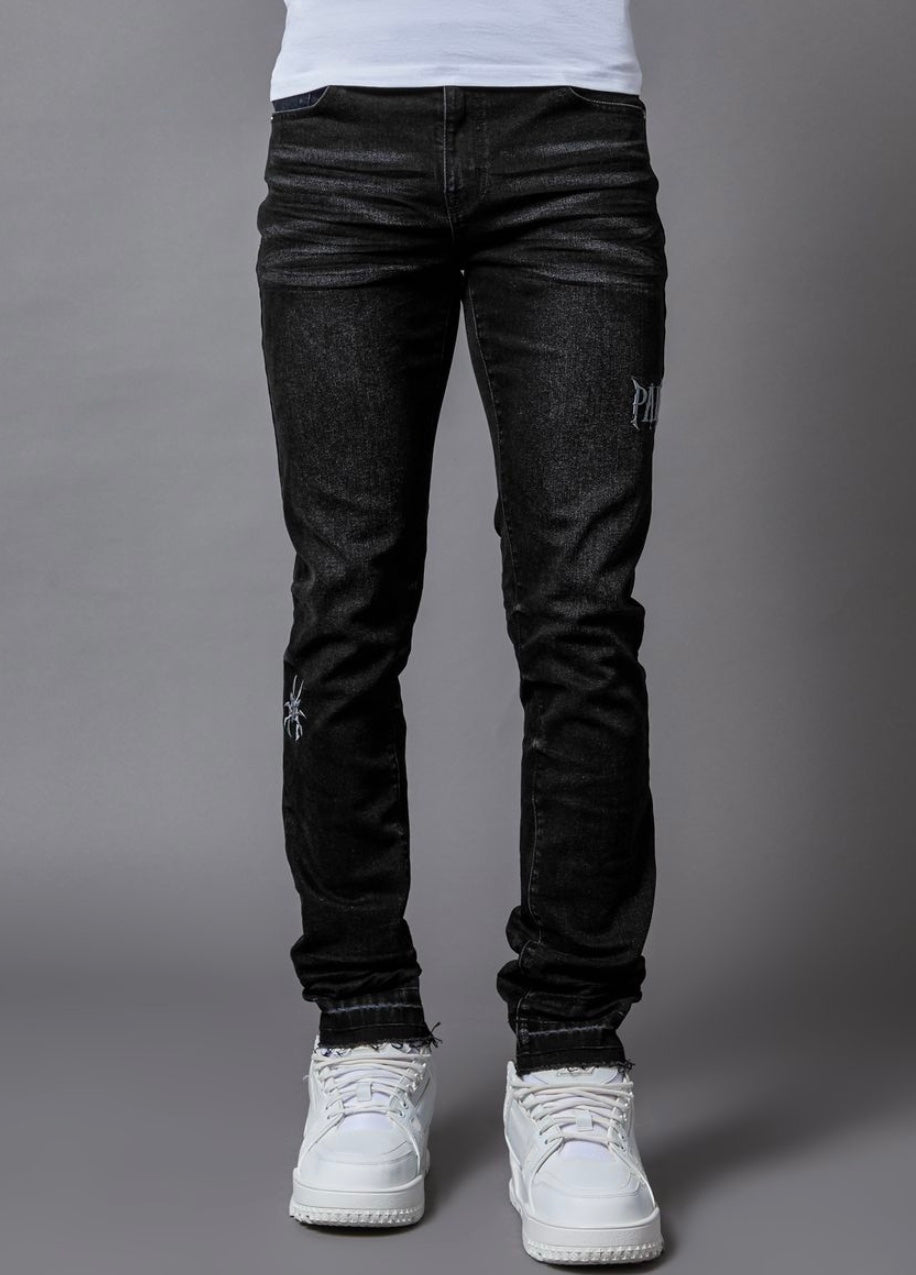 PAIN Washed Black Skinny Denim