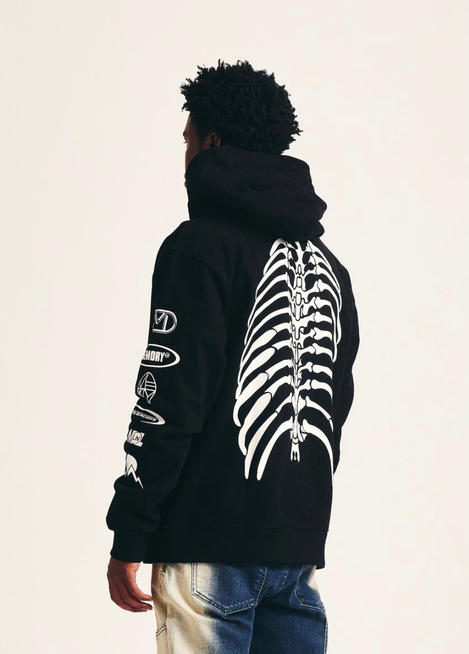 MEMORY LANE MASH UP HOODIE - VINTAGE BLACK