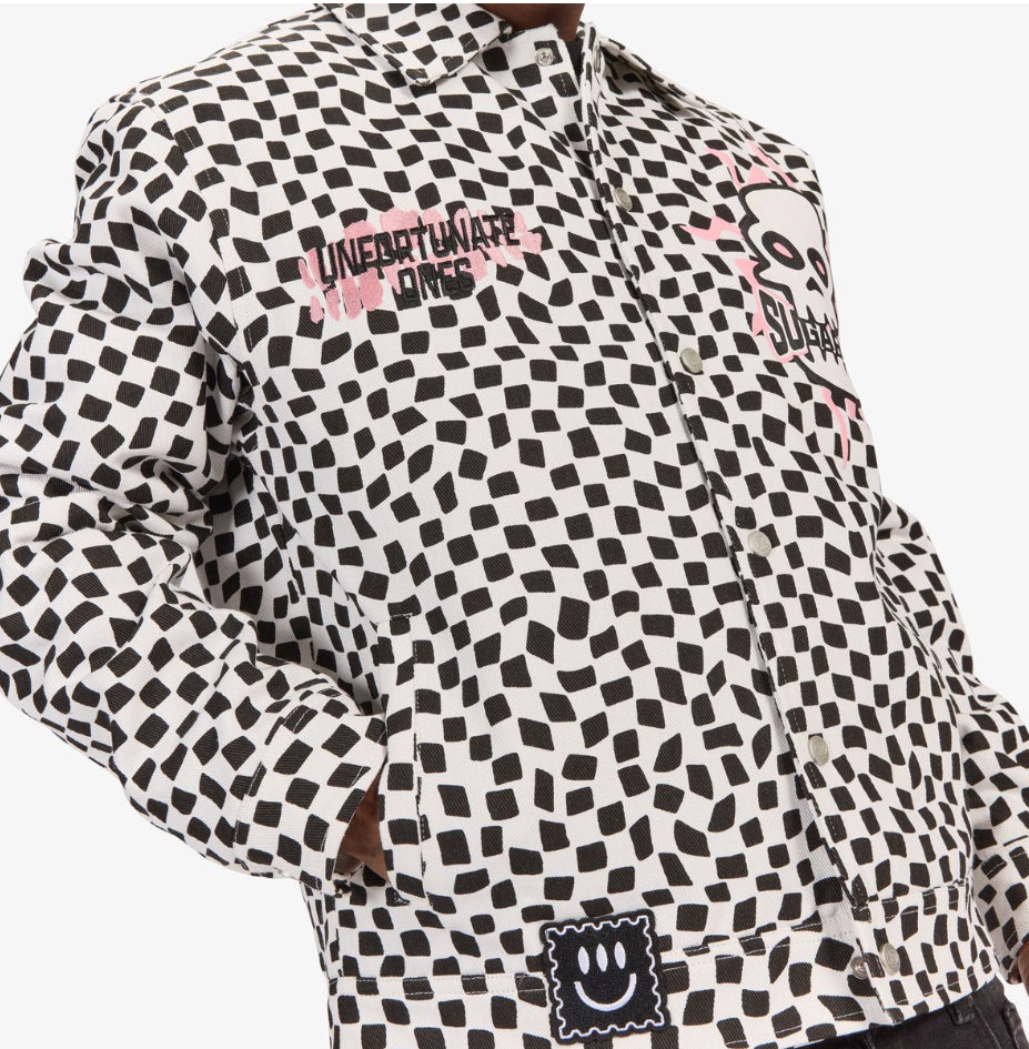 SUGARHILL "FLOATING" TRUCKER JACKET (BLACK/WHITE)