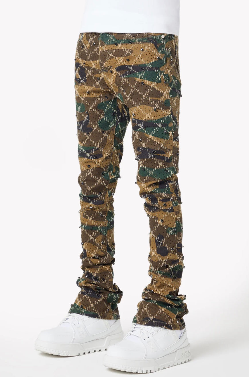 GUAPI Camo Embellished Denim