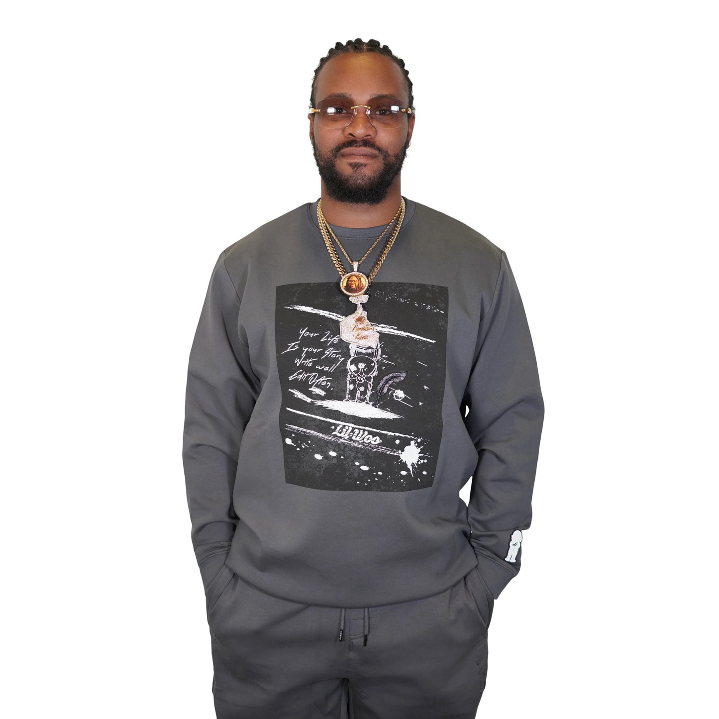 AL WISSAM "Your Story" Crewneck-Charcoal