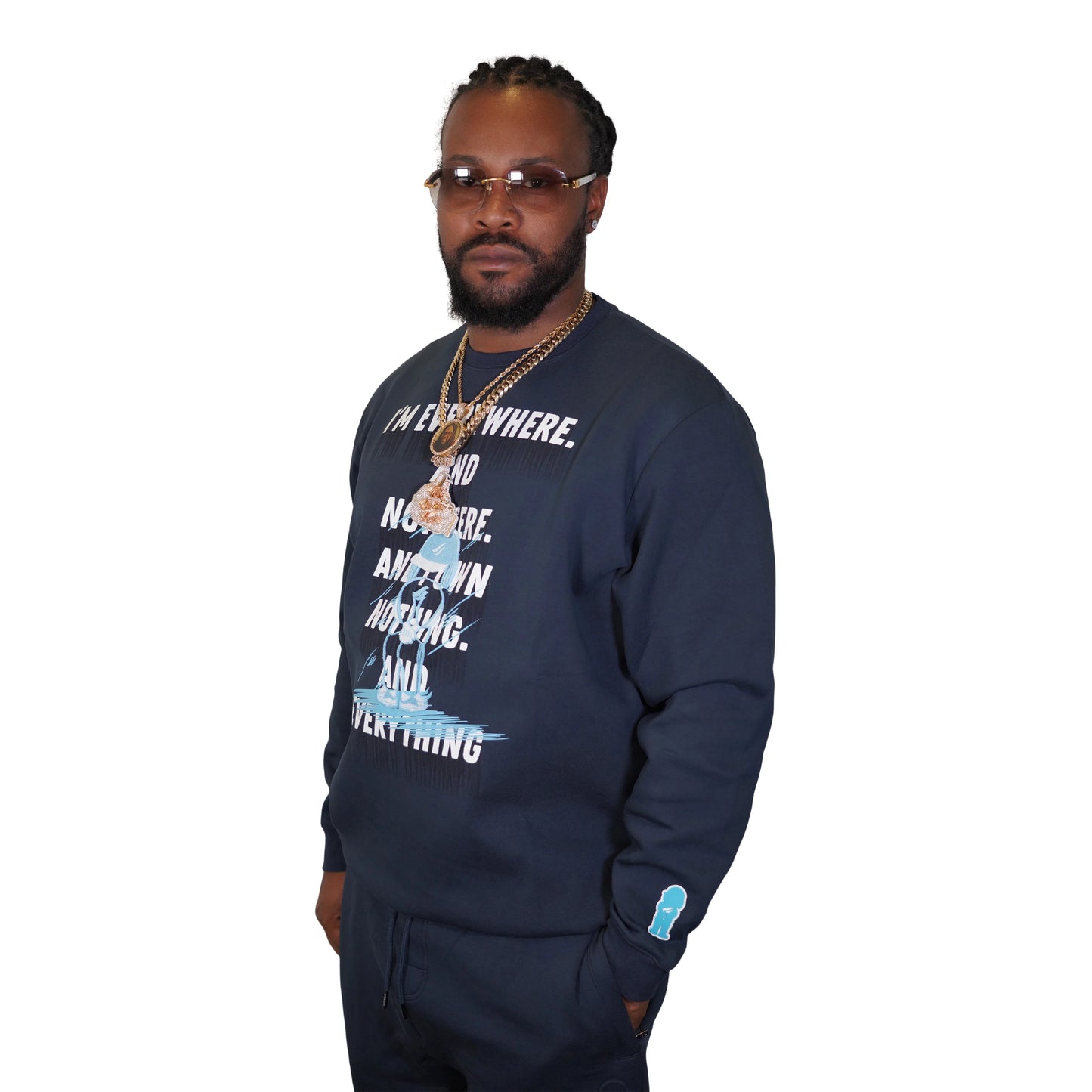 AL WISSAM "I'm Everywhere" Crewneck-Navy