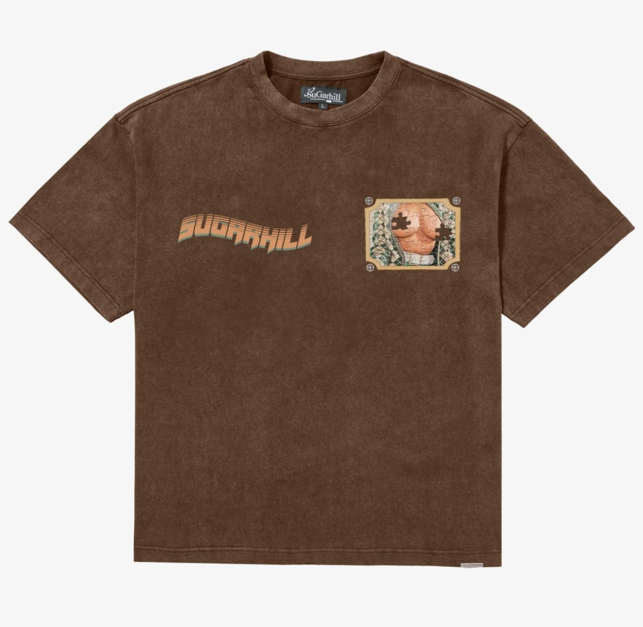 SUGARHILL "JIGSAW" T-SHIRT (BROWN VINTAGE)