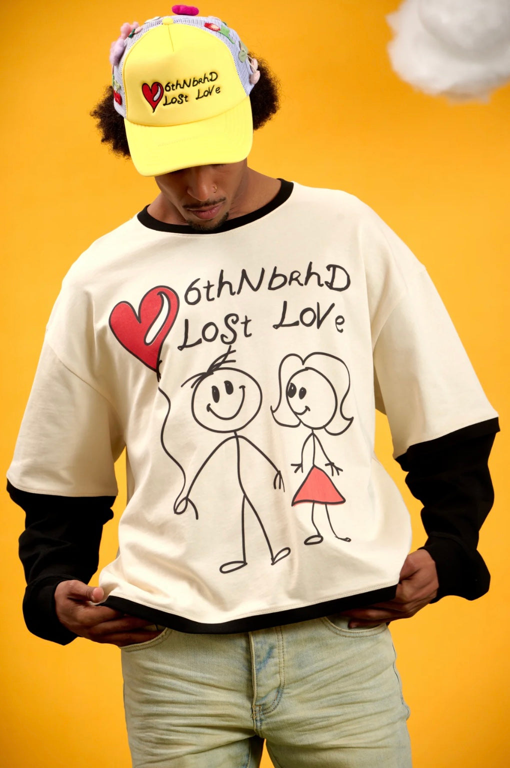 6THNBRHD TEE "DRAWING" CREAM