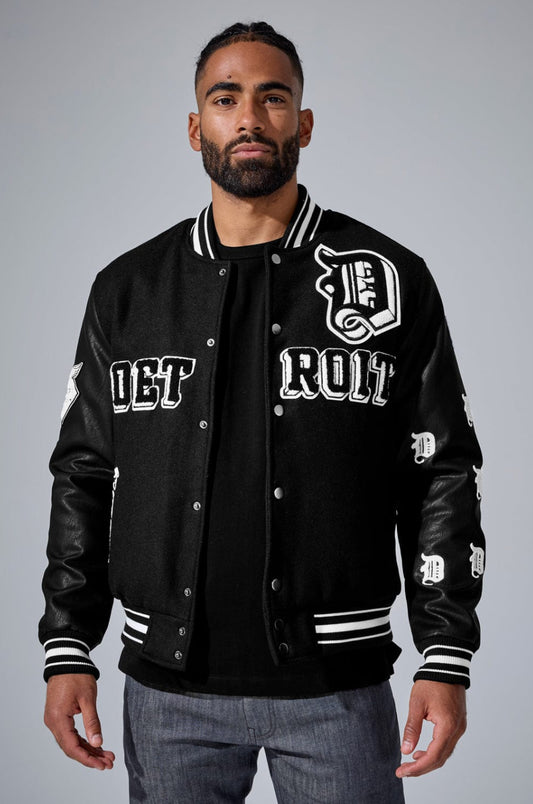 JORDAN CRAIG D-TOWN VARSITY JACKET (BLACK)