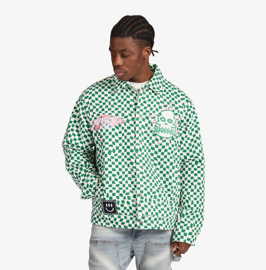 SUGARHILL "FLOATING" TRUCKER JACKET (GREEN/WHITE)