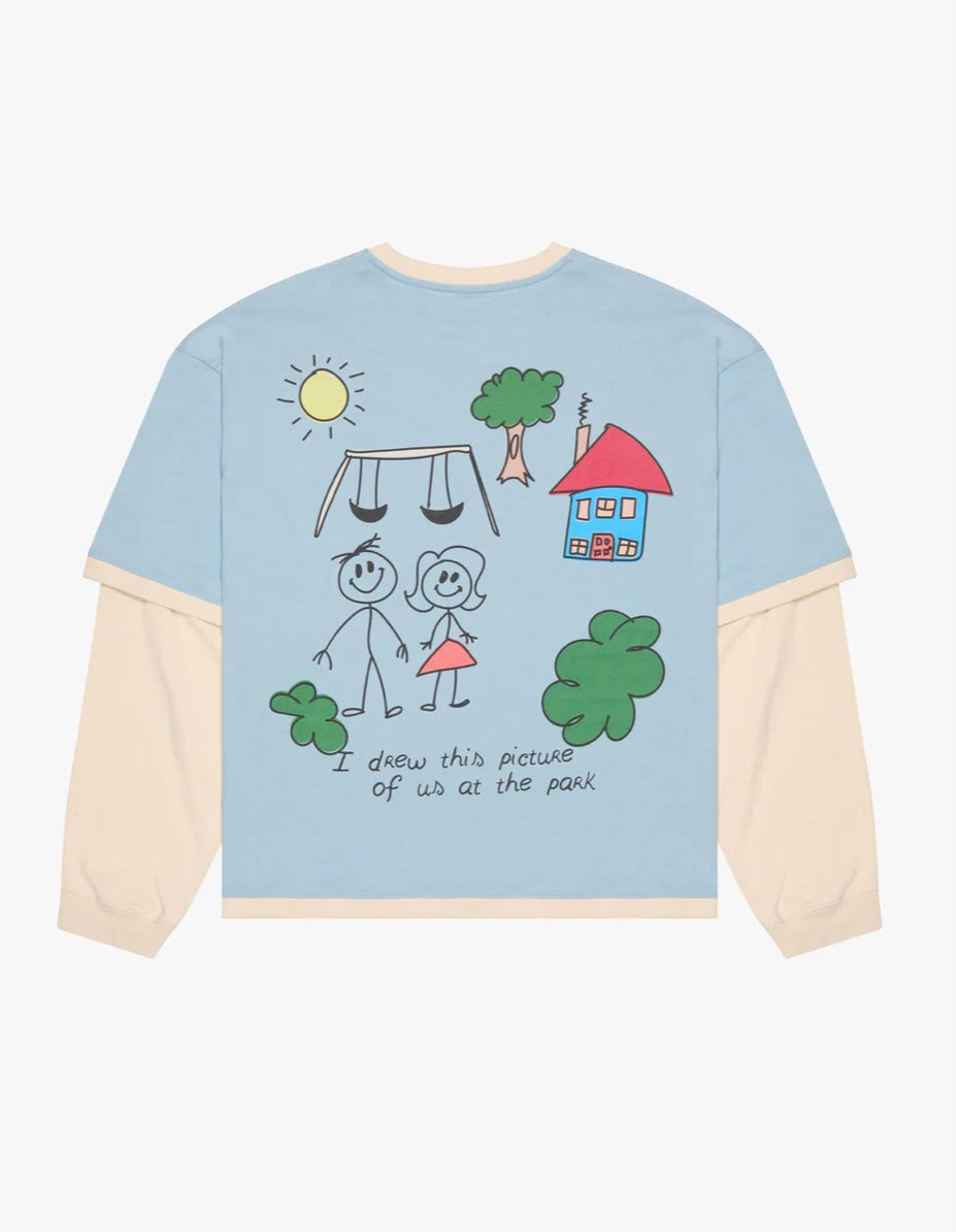 6THNBRHD TEE "DRAWING" BABY BLUE