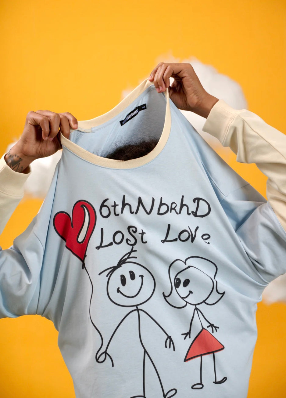 6THNBRHD TEE "DRAWING" BABY BLUE