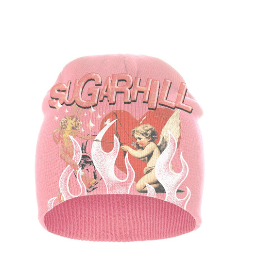 SUGARHILL "HEARTWARMER" SKULLY HAT (PINK)