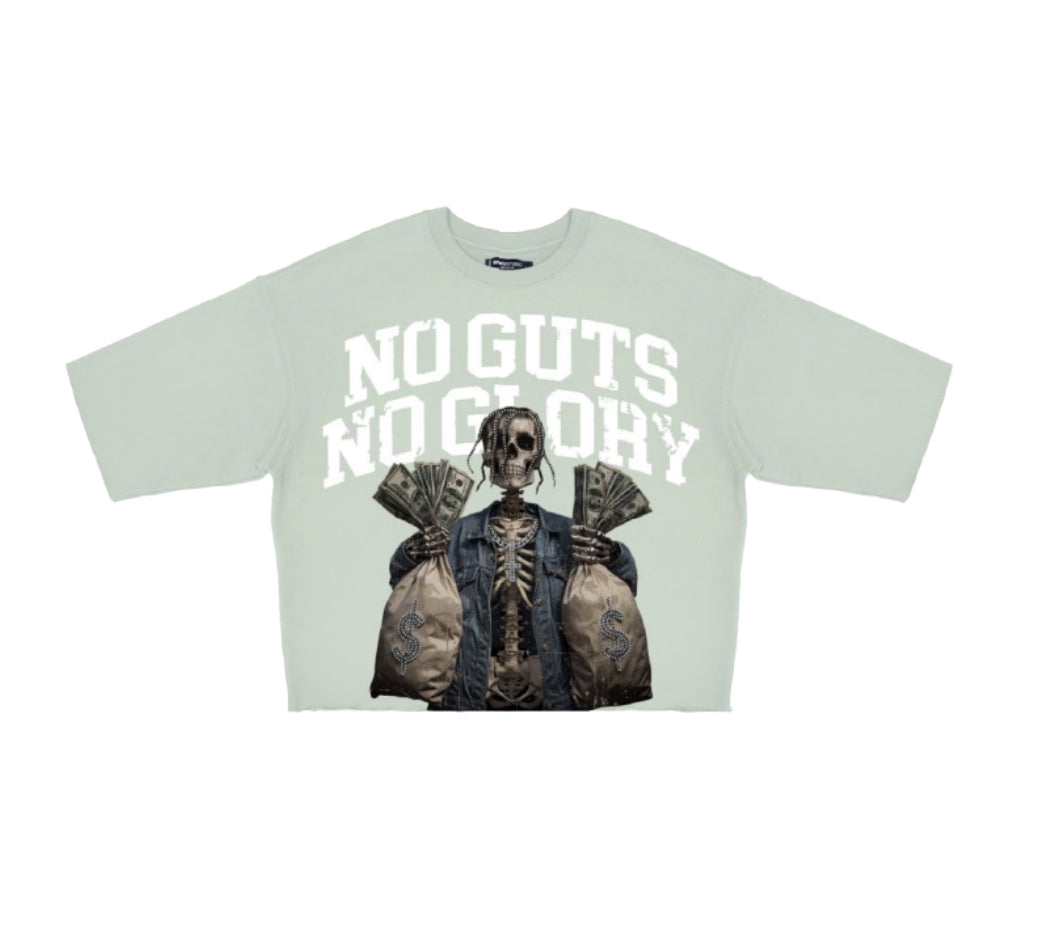 ROKU NO GUTS NO GLORY RHINESTONES CROPPED TEE