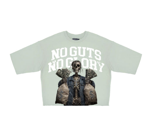 ROKU NO GUTS NO GLORY RHINESTONES CROPPED TEE