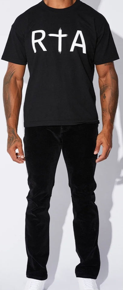 RTA LIAM SHORT SLEEVE TEE | BLACK FRONT LOGO