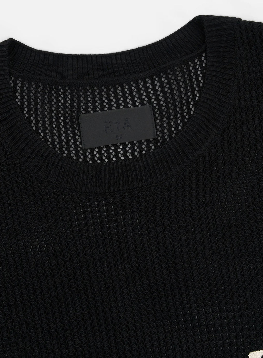 RTA IAN CROCHET SHORT SLEEVE TEE | BLACK HONEYCOMB