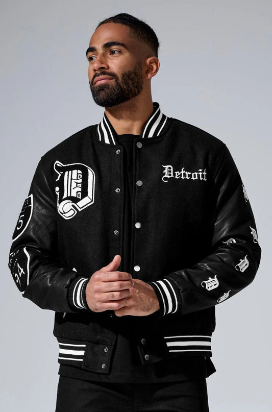 JORDAN CRAIG 313 VARSITY JACKET (BLACK)