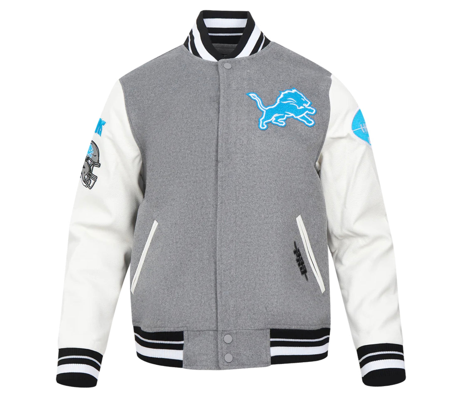 PRO STANDARD NFL DETROIT LIONS OLD ENGLISH MEN'S VARSITY JACKET