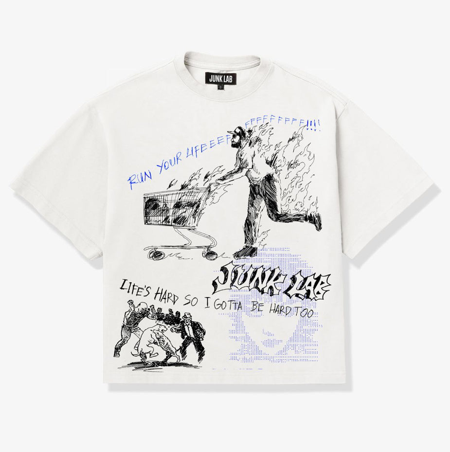JUNK LAB "BURNING" T-SHIRT (WHITE)