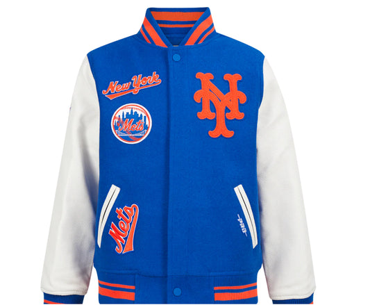 MLB NEW YORK METS RETRO CLASSIC BIG BOYS RIB WOOL VARSITY JACKET