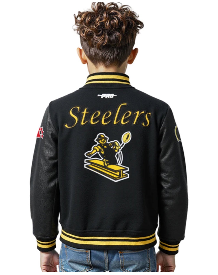 PRO STANDARD NFL PITTSBURGH STEELERS RETRO CLASSIC LITTLE BOYS RIB WOOL VARSITY JACKET