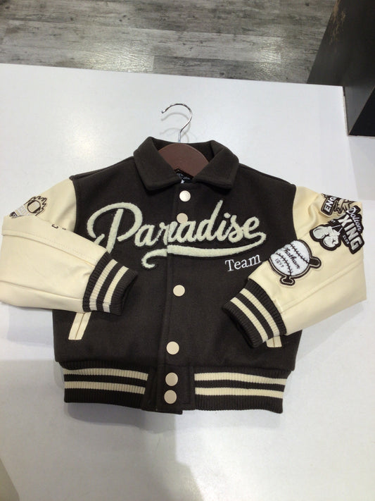 JORDAN CRAIG TODDLERS PARADISE TEAM VARSITY JACKET BROWN