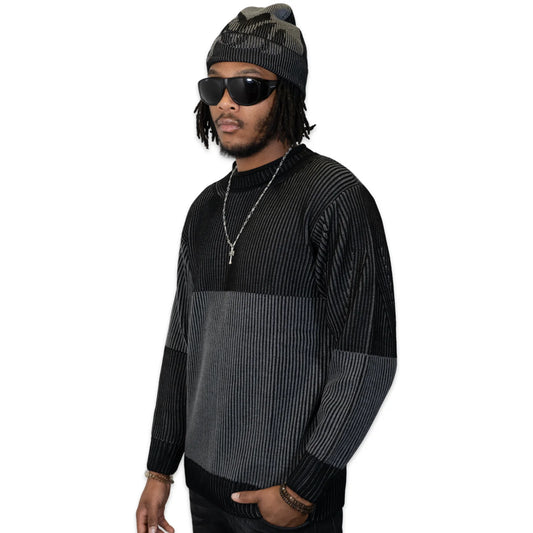 AL WISSAM “LEGACY” Knit Sweater-Blk/Gry