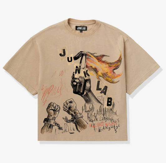 JUNK LAB "MOLOTOV" T-SHIRT (LATTE)