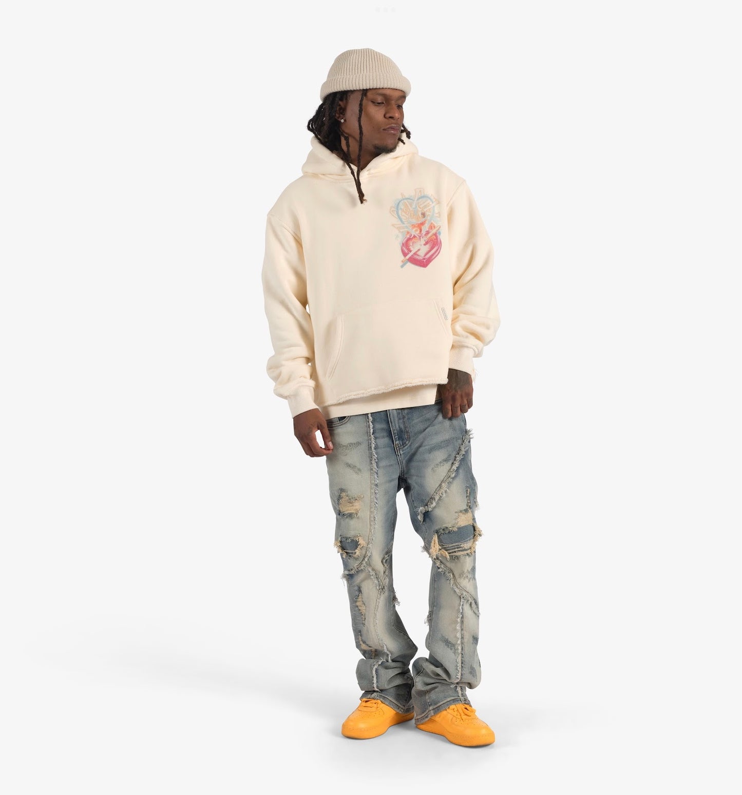 SUGARHILL "FALLEN" CROPPED HOODIE (CREAM VINTAGE)