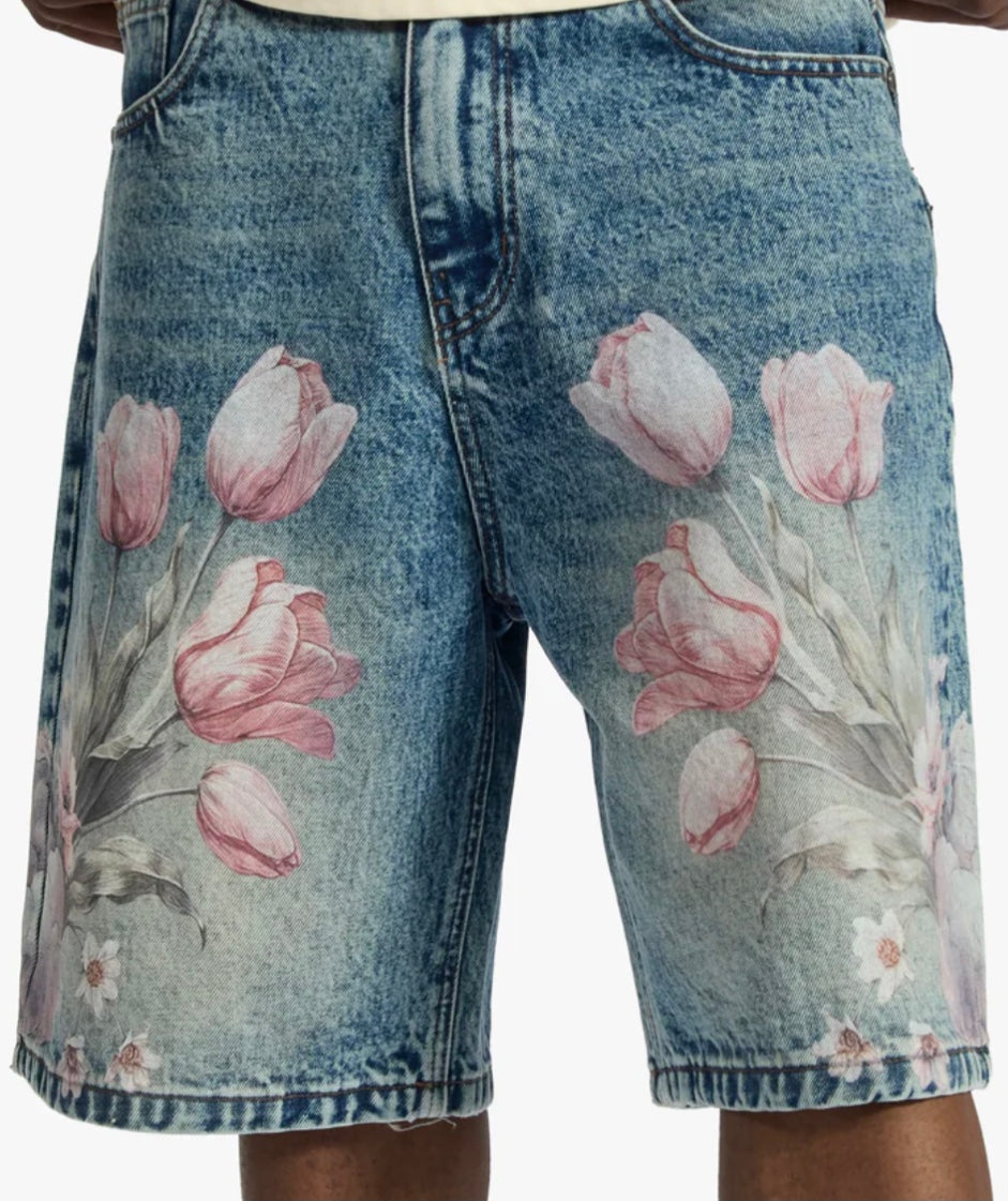 "SUGARHILL HEAVENS GATE" JORTS (LIGHT WASH)