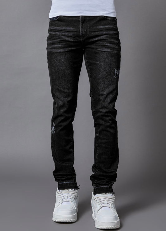 PAIN Washed Black Skinny Denim