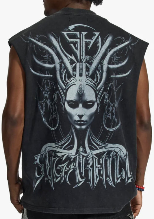 "SUGARHILL MEDUSA" CUTOFF TEE (BLACK VINTAGE)