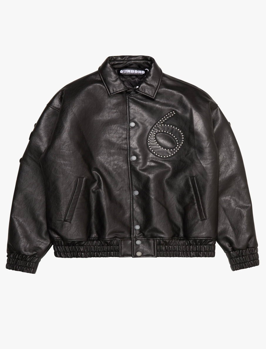 6THNBRHD Star Studded Leather Jacket